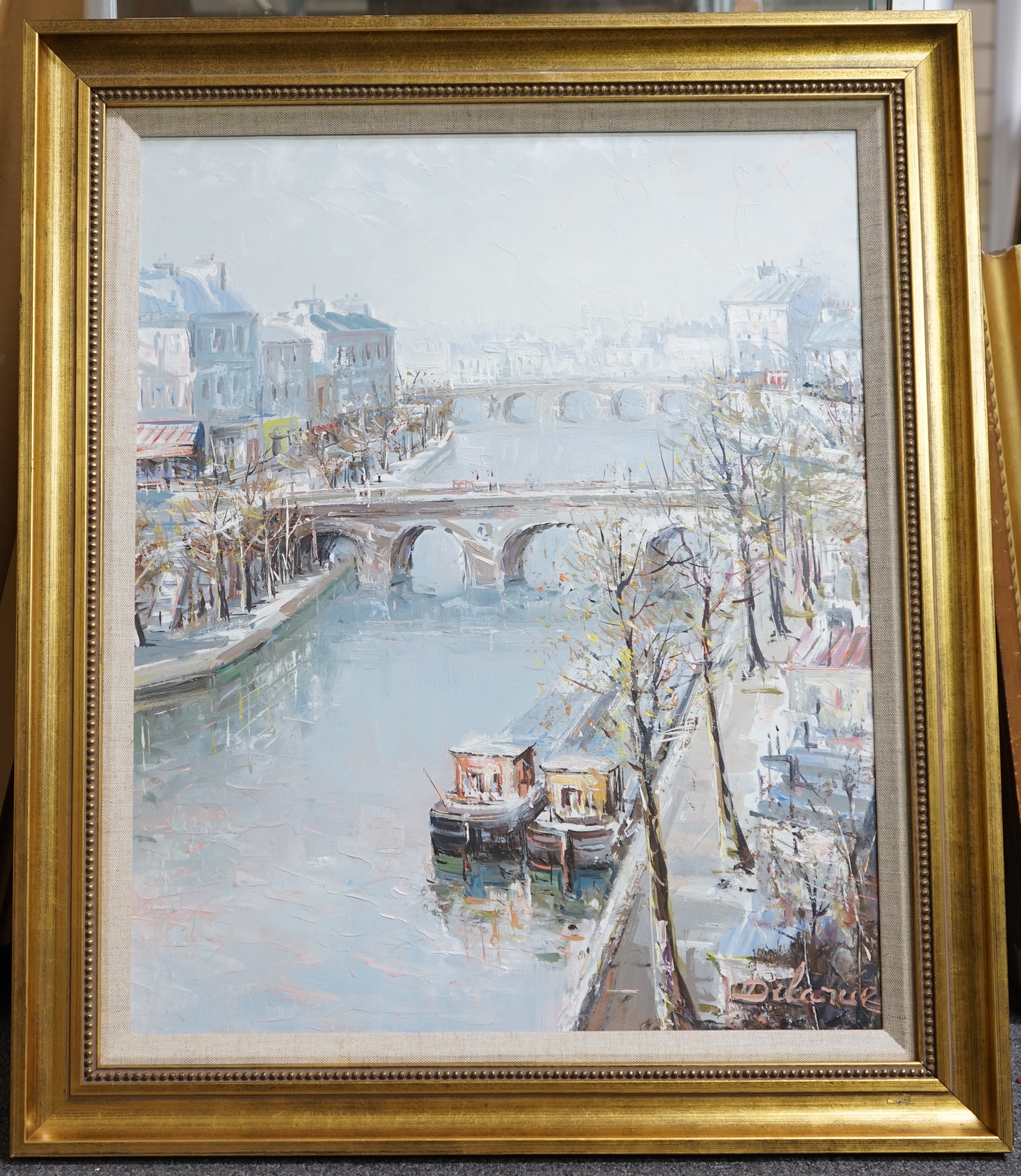 Lucien Delarue (French, 1925-2011), 'La Seine à Paris', oil on canvas, 60 x 49cm